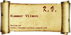 Kummer Vilmos névjegykártya